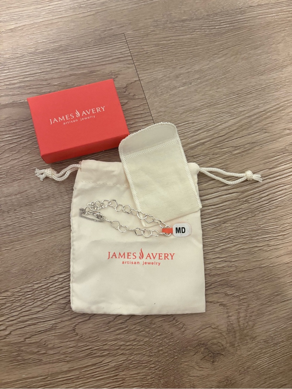 James Avery Sterling Silver Heart Link Charm Bracelet